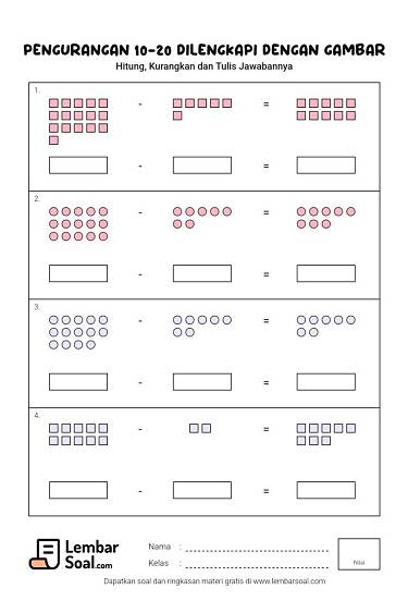 Gambar Pengurangan 10-20 Dilengkapi dengan Gambar