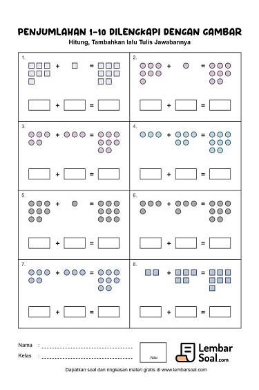 Gambar Penjumlahan 1-10 Dilengkapi dengan Gambar