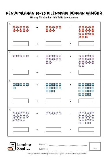 Gambar Penjumlahan 10-20 Dilengkapi dengan Gambar