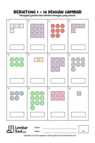 Gambar Soal Berhitung 1 - 10 dengan Gambar