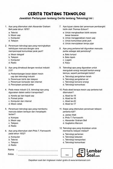 Gambar Soal Cerita tentang Teknologi