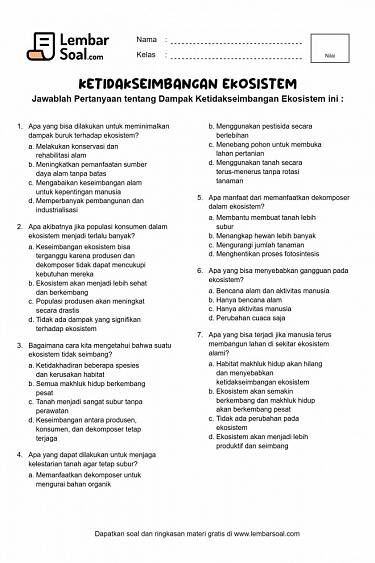 Gambar Soal Dampak Ketidakseimbangan Ekosistem