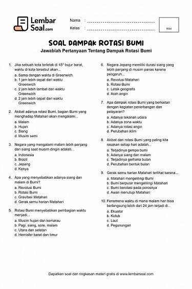 Gambar Soal Dampak Rotasi Bumi