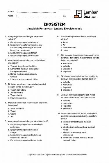 Gambar Soal Ekosistem