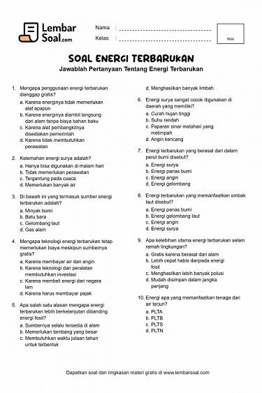 Gambar Soal Energi Terbarukan