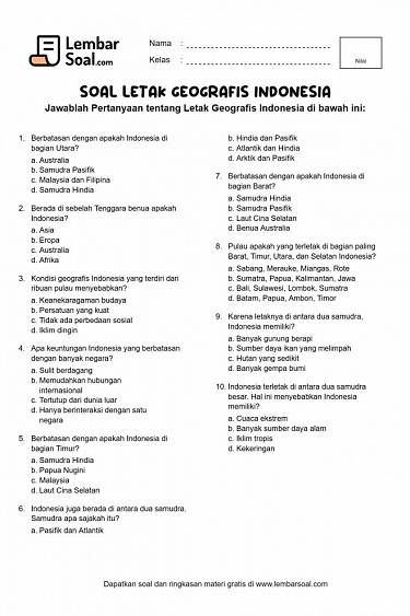 Gambar Soal Letak Geografis Indonesia