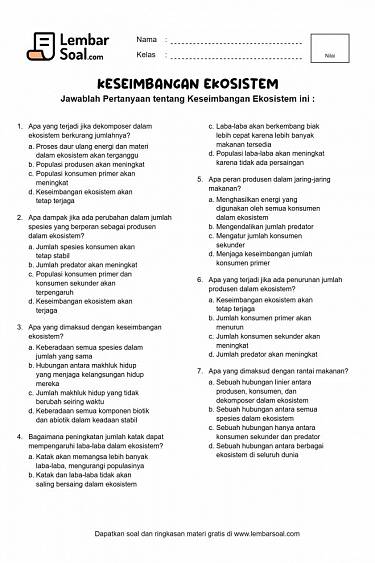 Gambar Soal Jaring-jaring Makanan dalam Keseimbangan Ekosistem