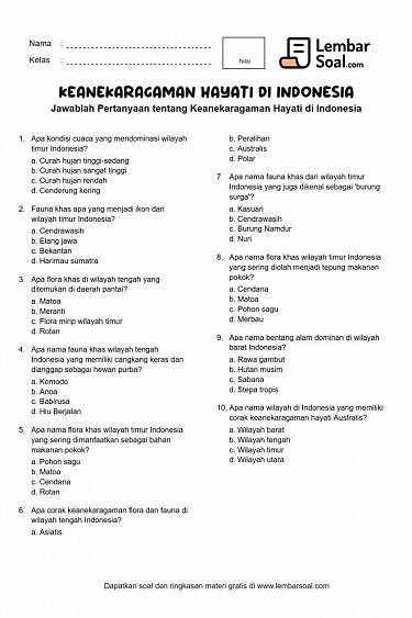 Gambar Soal Keanekaragaman Hayati di Indonesia