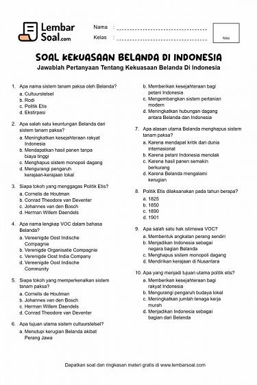 Gambar Soal Kekuasaan Belanda Di Indonesia