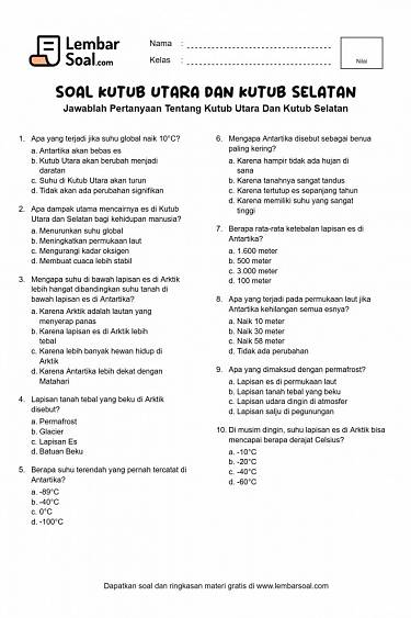Gambar Soal Kutub Utara Dan Kutub Selatan