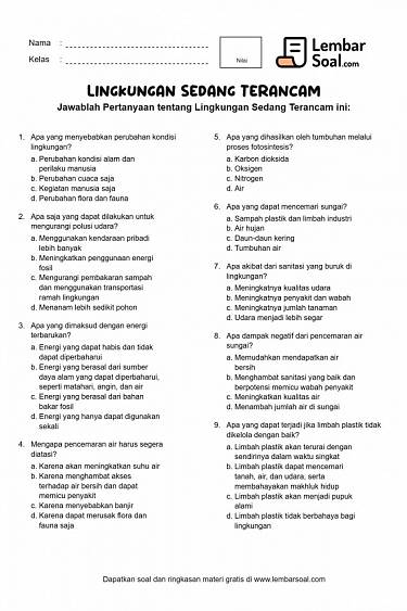 Gambar Soal Lingkungan Sedang Terancam