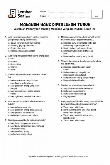 Gambar Soal Makanan yang diperlukan Tubuh