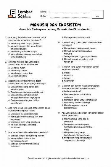 Gambar Soal Manusia dan Ekosistem