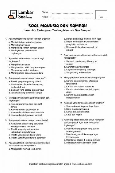 Gambar Soal Manusia Dan Sampah