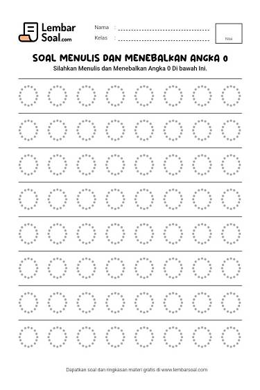 Gambar Soal Menulis dan Menebalkan Angka 0
