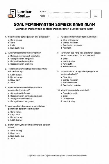 Gambar Soal Pemanfaatan Sumber Daya Alam