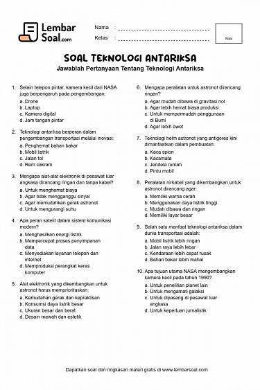 Gambar Soal Teknologi Antariksa