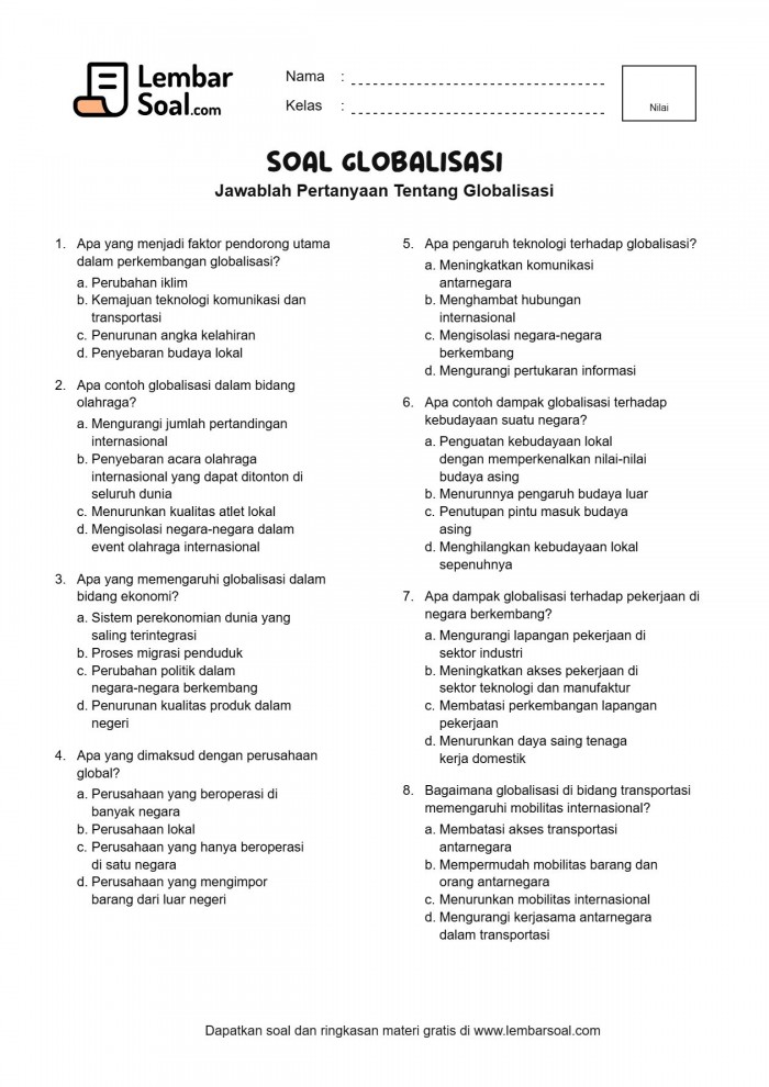 Gambar Soal Globalisasi