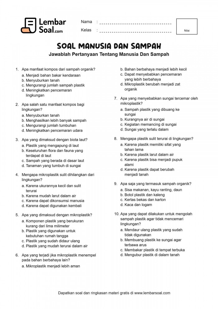 Gambar Soal Manusia Dan Sampah